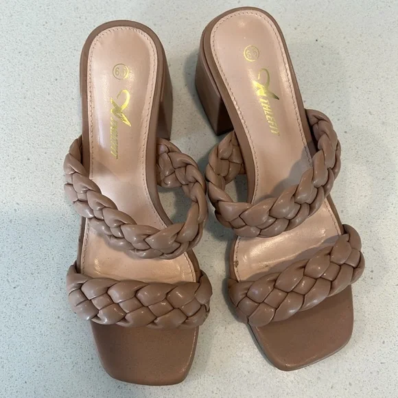 Tan Braided Heeled Sandals - Womens 6.5 - Picture 2 of 8
